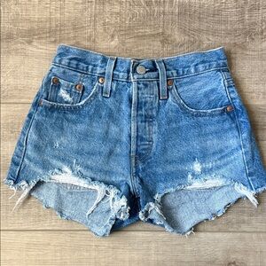 Levi's Blue Distressed Jean Shorts